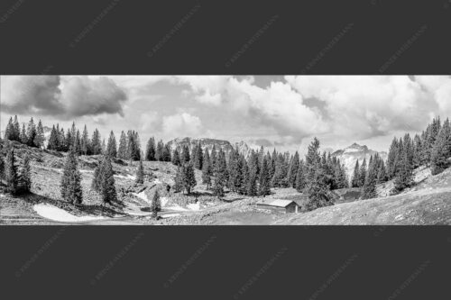 Blick von der Moosenalm zum Soierngebirge - An der Moosenalm 3:1 sw -- Vorderskopf und Soiernspitze - mehr Infos bei www.Kriner-Weiermann.de