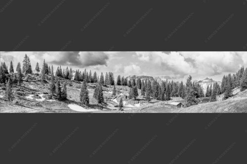 Blick von der Moosenalm zum Soierngebirge - An der Moosenalm 4:1 sw -- Vorderskopf und Soiernspitze - mehr Infos bei www.Kriner-Weiermann.de