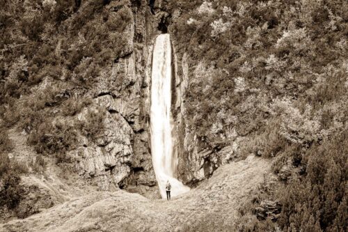 Partnachfall im Reintal im Wettersteingebirge - Beeindruckt 3:2 sepia -- Wasserfall im Wetterstein - mehr Infos bei www.Kriner-Weiermann.de