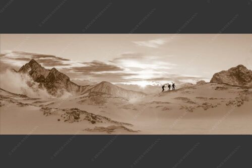 Am frühen Morgen unterwegs auf dem Zugspitzplatt - Early bird 2,5:1 sepia -- Sonnenaufgang im Zugspitzgebiet - mehr Infos bei www.Kriner-Weiermann.de