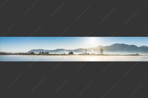 Blick über Eichsee in den Sonnenaufgang - Eichsee Sonnenaufgang 6:1  -- Nebelstimmung - mehr Infos bei www.Kriner-Weiermann.de