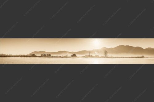 Blick über Eichsee in den Sonnenaufgang - Eichsee Sonnenaufgang 6:1 sepia -- Nebelstimmung - mehr Infos bei www.Kriner-Weiermann.de