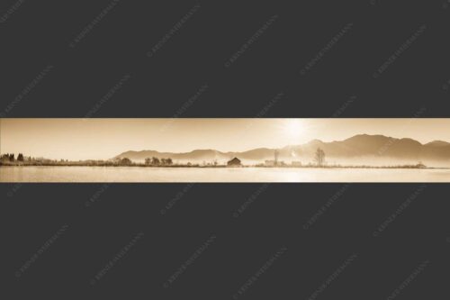 Blick über Eichsee in den Sonnenaufgang - Eichsee Sonnenaufgang 7:1 sepia -- Nebelstimmung - mehr Infos bei www.Kriner-Weiermann.de