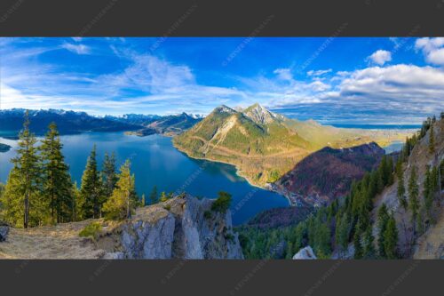 Blick über Walchensee zum Herzogstand - Fiordlands 2:1  -- Walchensee Fahrenberg und Herzogstand - mehr Infos bei www.Kriner-Weiermann.de