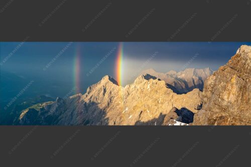 Doppelregenbogen an der Alpspitze im Wetterstein - Fontäne 3:1  -- Regenbogen an der Alpspitze - mehr Infos bei www.Kriner-Weiermann.de