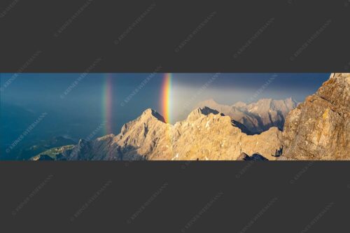 Doppelregenbogen an der Alpspitze im Wetterstein - Fontäne 4:1  -- Regenbogen an der Alpspitze - mehr Infos bei www.Kriner-Weiermann.de