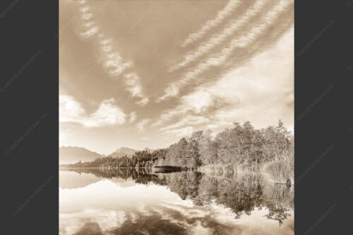 Sonnenaufgang am Barmsee mit Blick zum Karwendel - Freudiger Morgen 1:1 sepia -- Barmsee mit Soiern und Karwendel - mehr Infos bei www.Kriner-Weiermann.de