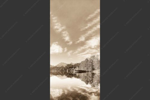Sonnenaufgang am Barmsee mit Blick zum Karwendel - Freudiger Morgen 1:2 sepia -- Barmsee mit Soiern und Karwendel - mehr Infos bei www.Kriner-Weiermann.de