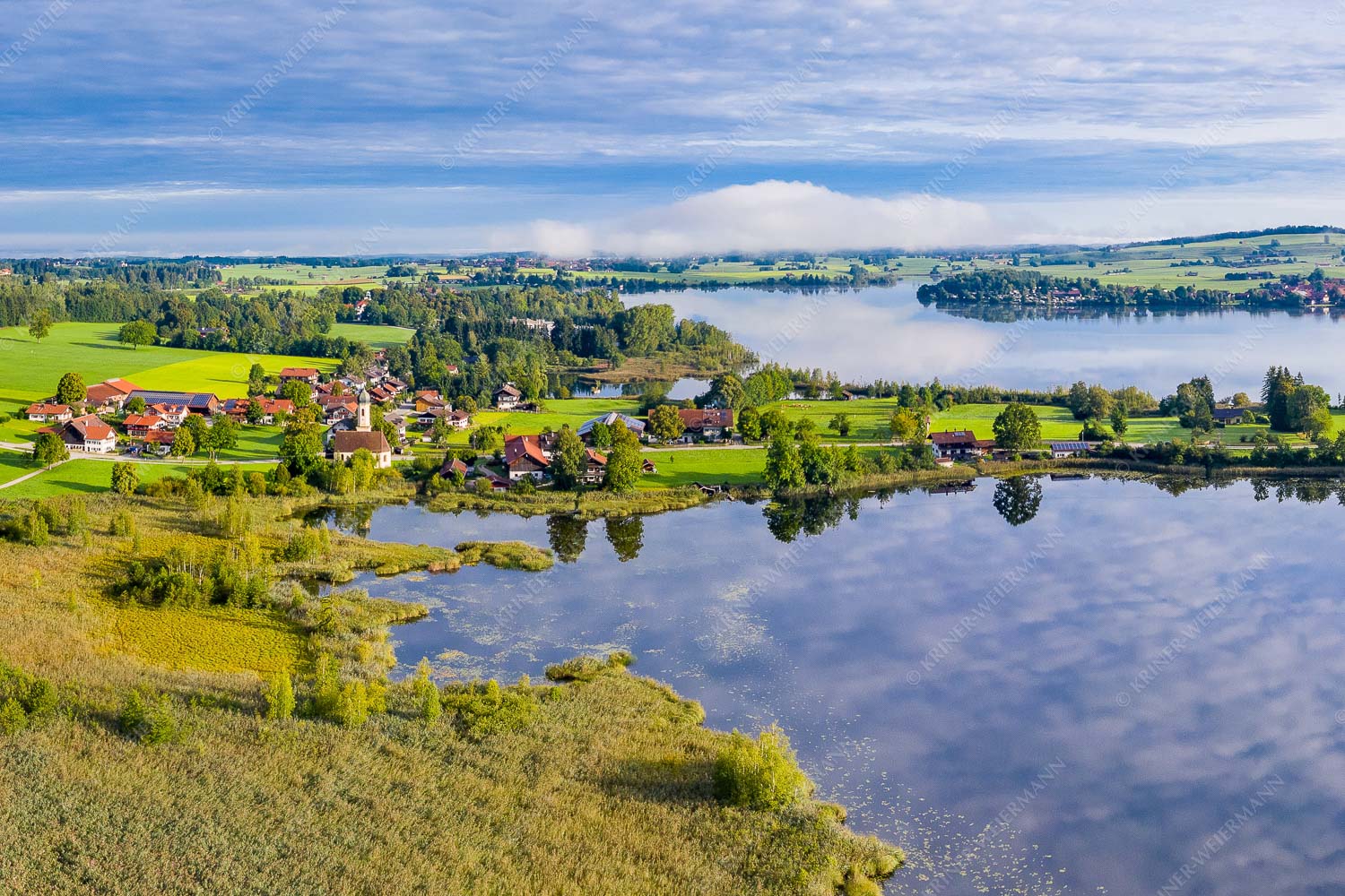 Blick über Froschhauser- und Riegsee - Froschhausen 3:2 -- Riegsee und Froschhauser See - mehr Infos bei www.Kriner-Weiermann.de