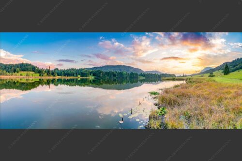 Sonnenuntergang am Geroldsee mit Wettertstein und Wank - Harmonie 2,5:1  -- Abendstimmung am Geroldsee - mehr Infos bei www.Kriner-Weiermann.de
