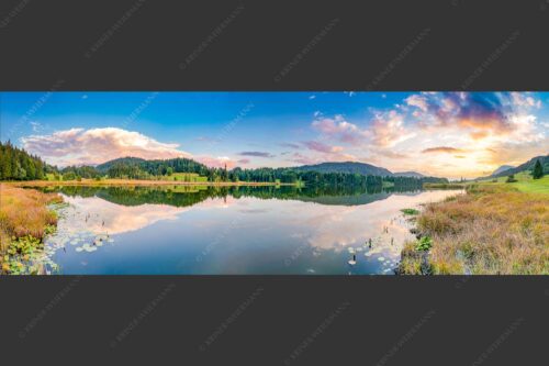 Sonnenuntergang am Geroldsee mit Wettertstein und Wank - Harmonie 3:1  -- Abendstimmung am Geroldsee - mehr Infos bei www.Kriner-Weiermann.de