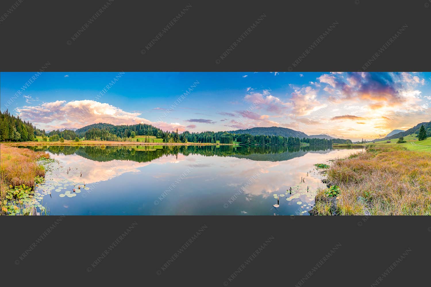 Sonnenuntergang am Geroldsee mit Wettertstein und Wank - Harmonie 3:1 -- Abendstimmung am Geroldsee - mehr Infos bei www.Kriner-Weiermann.de