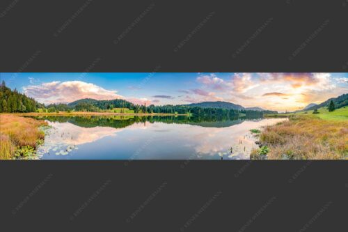 Sonnenuntergang am Geroldsee mit Wettertstein und Wank - Harmonie 4:1  -- Abendstimmung am Geroldsee - mehr Infos bei www.Kriner-Weiermann.de