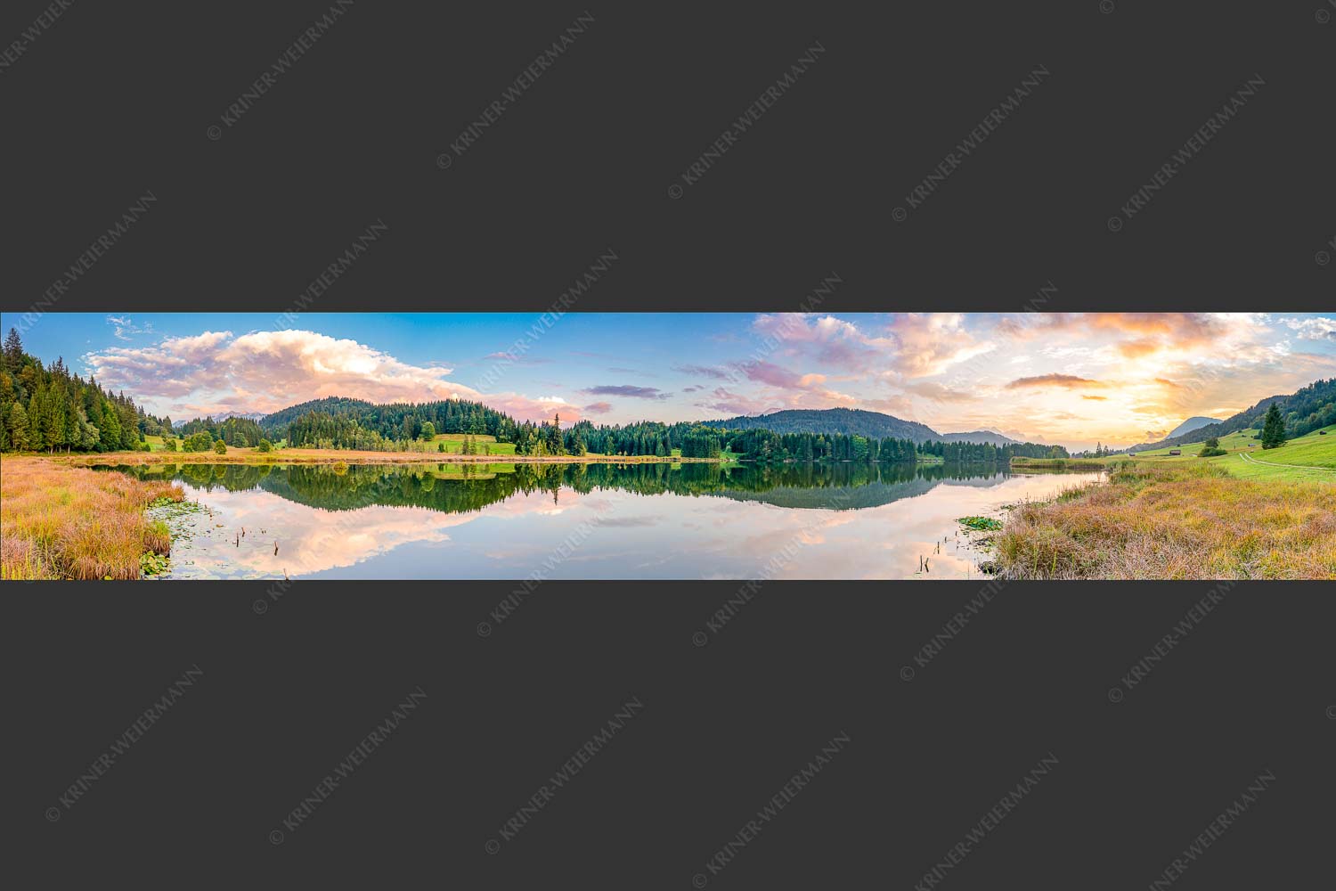 Sonnenuntergang am Geroldsee mit Wettertstein und Wank - Harmonie 5:1 -- Abendstimmung am Geroldsee - mehr Infos bei www.Kriner-Weiermann.de