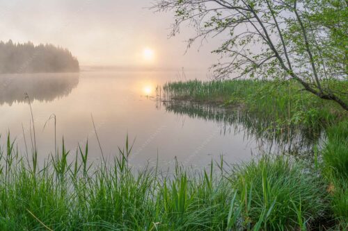 Morgentliche Nebelstimmung am Barmsee bei Krün - Hinterm See 3:2  -- Nebelstimmung am Barmsee - mehr Infos bei www.Kriner-Weiermann.de