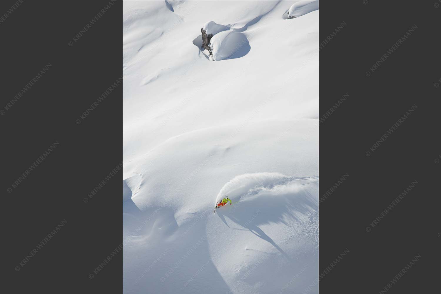 Tiefschneeabfahrt im Zugspitzgebiet mit Telemarkski - Im Powderhimmel 2:3 -- Freeride Zugspitze - mehr Infos bei www.Kriner-Weiermann.de