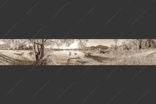 Blick über den Kochelsee in den Sonnenaufgang - Immer wieder geht die Sonne auf 6:1 sepia -- Kochelsee - mehr Infos bei www.Kriner-Weiermann.de