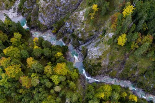 Die ersten Herbstboten in der Finzklamm im Estergebirge - Klammheimlich 3:2  -- Herbstfärbung in der Finzklamm - mehr Infos bei www.Kriner-Weiermann.de