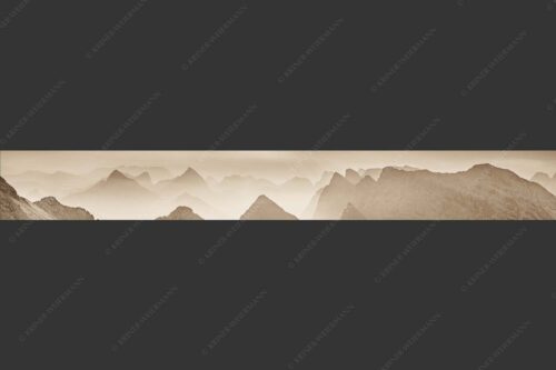 Blick über Moserkarspitze und Lalidererspitze in den Sonnenaufgang - Konturen 8:1 sepia -- Silhouetten im Karwendel - mehr Infos bei www.Kriner-Weiermann.de