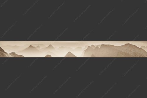 Blick über Moserkarspitze und Lalidererspitze in den Sonnenaufgang - Konturen 9:1 sepia -- Silhouetten im Karwendel - mehr Infos bei www.Kriner-Weiermann.de