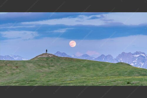Blick vom Wank im Estergebirge zum Vollmondaufgang über Karwendelgebirge - Mondfieber 2:1  -- Vollmond über Karwendel - mehr Infos bei www.Kriner-Weiermann.de