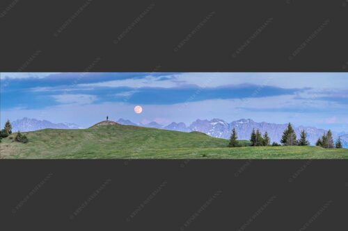 Blick vom Wank im Estergebirge zum Vollmondaufgang über Karwendelgebirge - Mondfieber 3:1  -- Vollmond über Karwendel - mehr Infos bei www.Kriner-Weiermann.de
