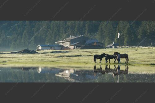 Nach langen Regenfällen bildet sich ein froßer See am Hochplateau der Esterbergalm - Nach dem Regen 2,5:1  -- See an der Esterbergalm - mehr Infos bei www.Kriner-Weiermann.de