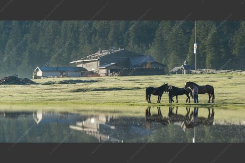 Nach langen Regenfällen bildet sich ein froßer See am Hochplateau der Esterbergalm - Nach dem Regen 2:1  -- See an der Esterbergalm - mehr Infos bei www.Kriner-Weiermann.de