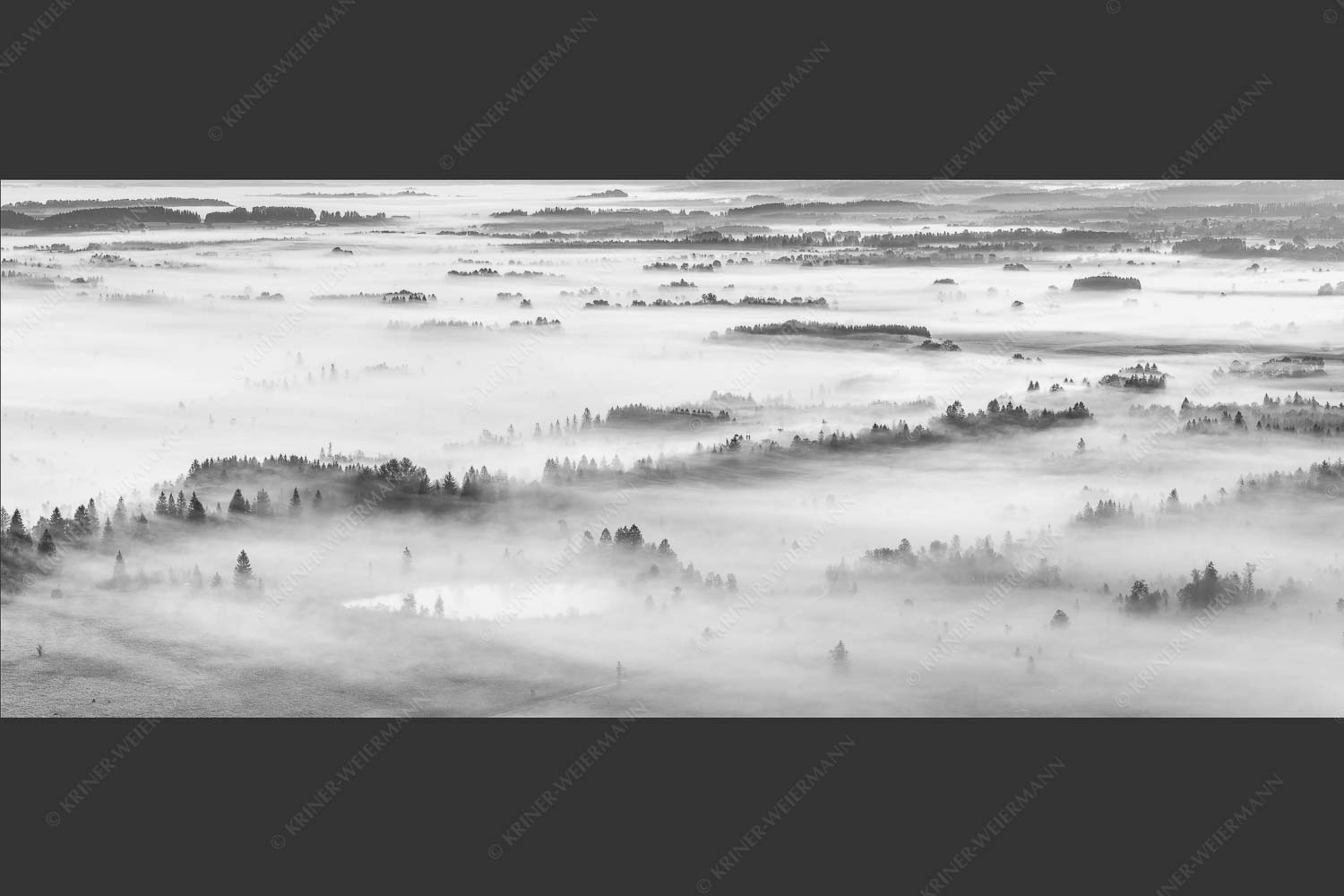Nebelstimmung im Kochlermoos - Schleiergewand 2,5:1 sw -- Morgenstimmung bei Kochel - mehr Infos bei www.Kriner-Weiermann.de