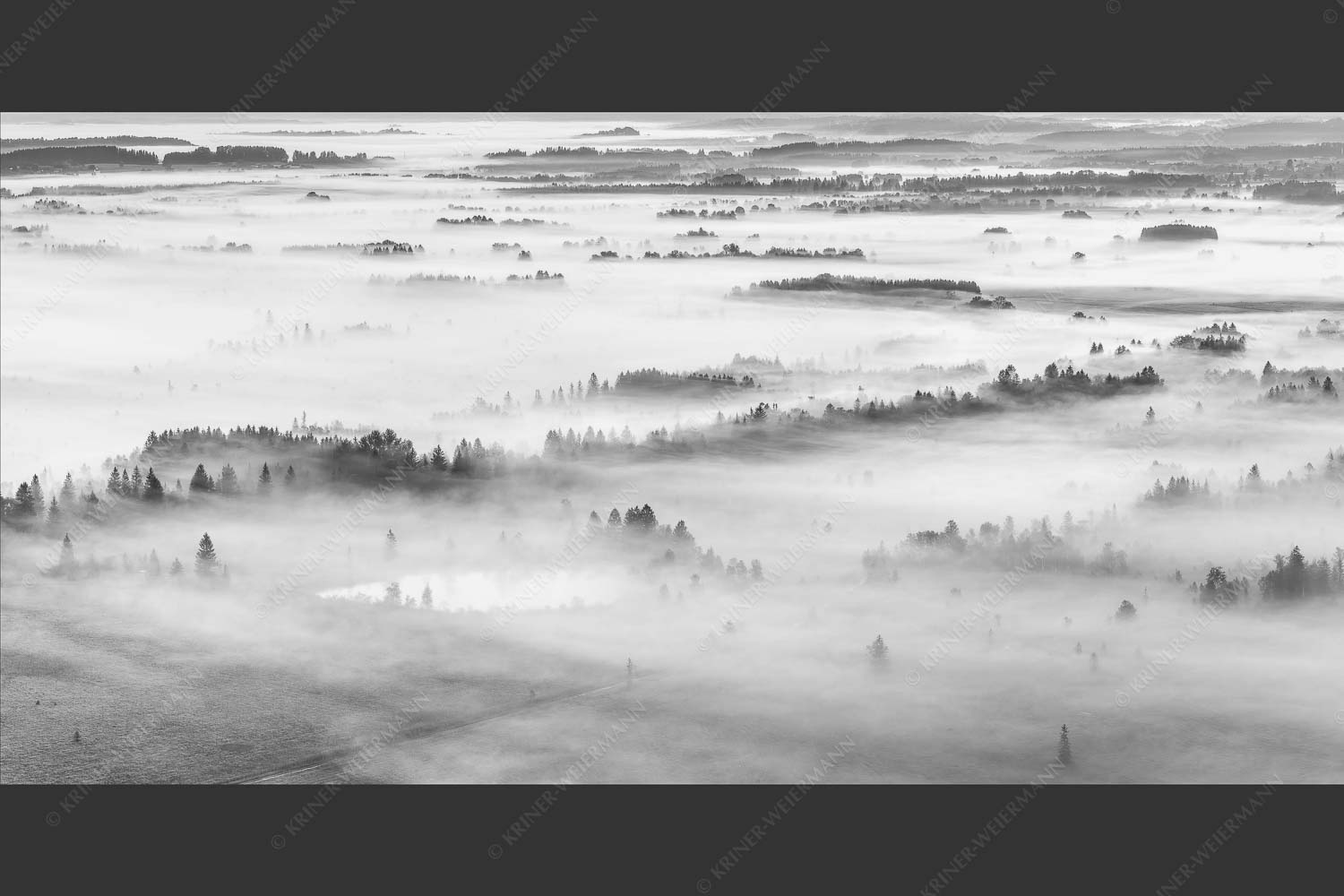 Nebelstimmung im Kochlermoos - Schleiergewand 2:1 sw -- Morgenstimmung bei Kochel - mehr Infos bei www.Kriner-Weiermann.de