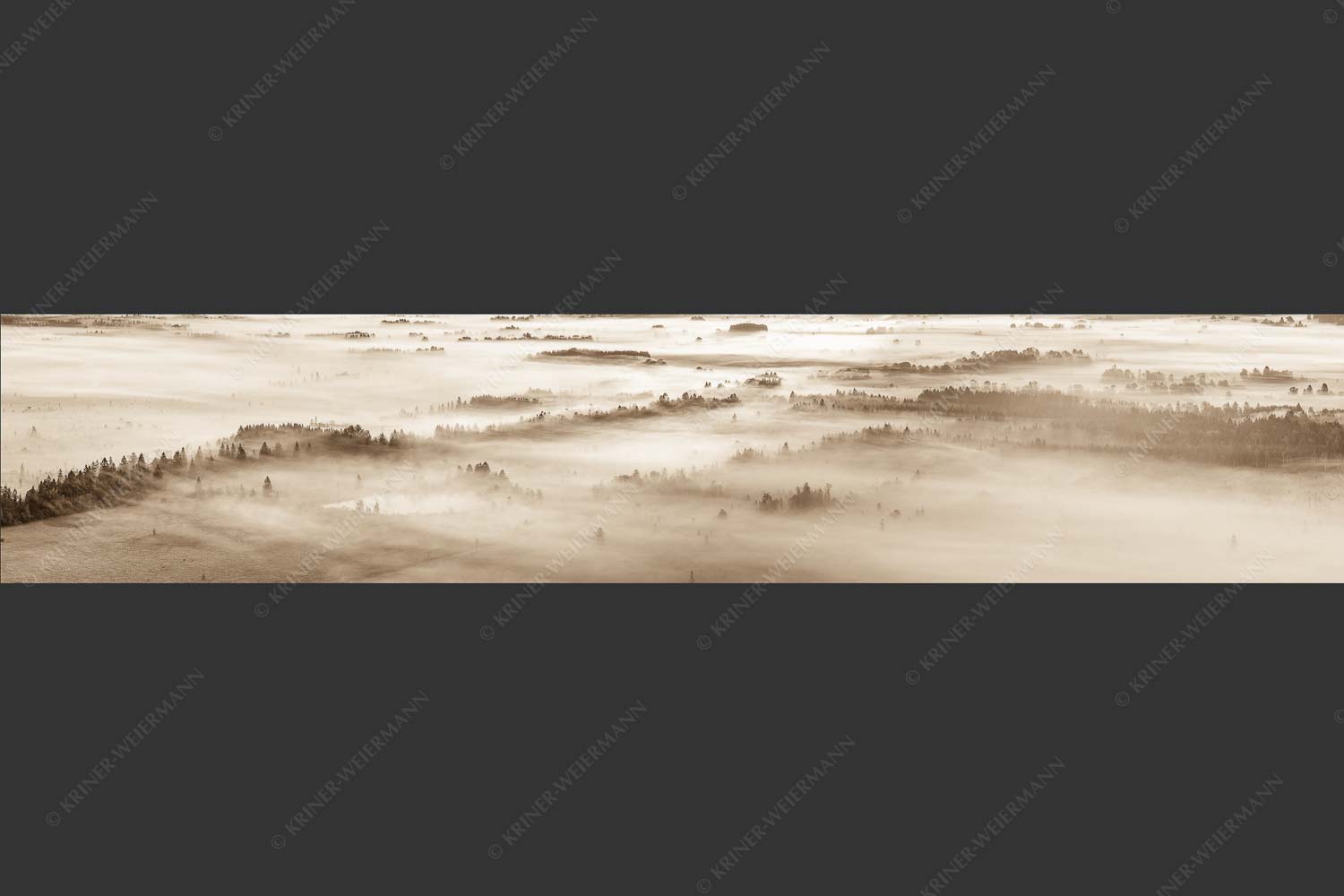 Nebelstimmung im Kochlermoos - Schleiergewand 5:1 sepia -- Morgenstimmung bei Kochel - mehr Infos bei www.Kriner-Weiermann.de