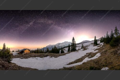 Monduntergang mit Milchstraße am Stuiben im Wettersteingebirge - Werdenfelser Nacht 2:1  -- Sternenhimmel über Wettersteingebirge - mehr Infos bei www.Kriner-Weiermann.de
