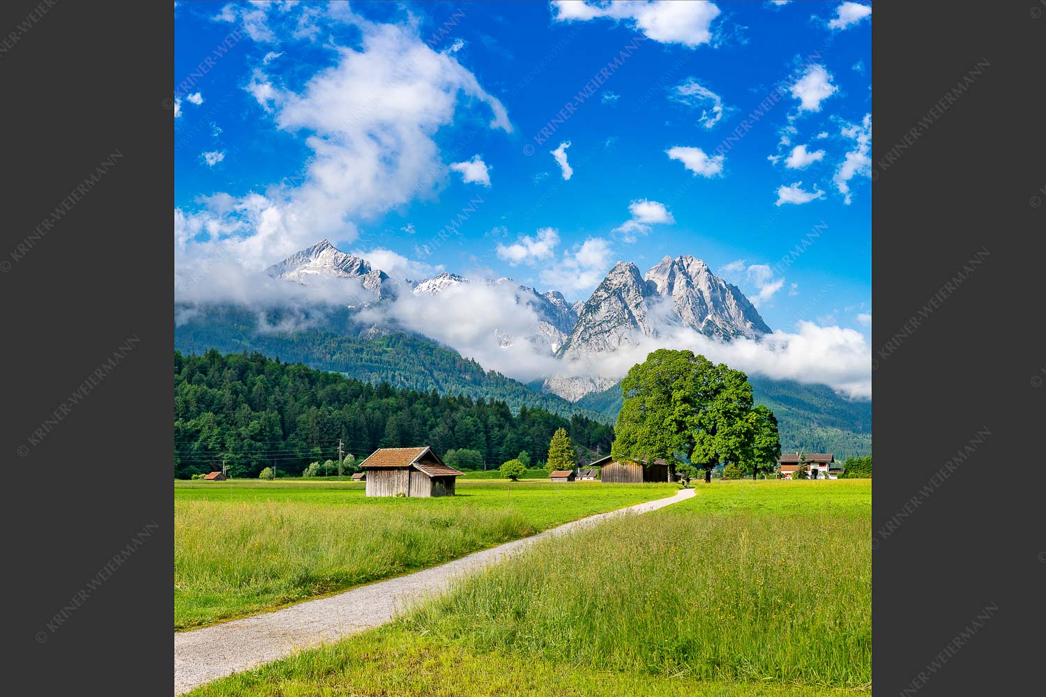 Blick über Hammersbacherweg zur Alpspitze und Waxenstein - Alpspitze und Waxenstein 1:1  -- Garmisch-Partenkirchen - mehr Infos bei www.Kriner-Weiermann.de