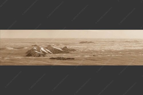 Der Blick von der Zugspitze auf das Estergebirge das wie Inseln aus dem Nebel ragt - Atlantis 4:1 sepia -- Estergebirge im Nebelmeer - mehr Infos bei www.Kriner-Weiermann.de