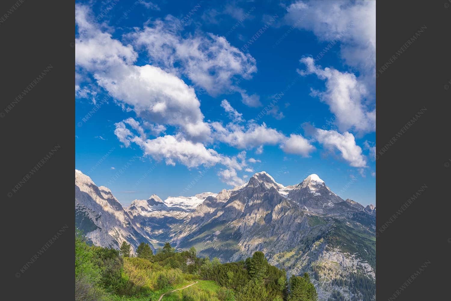 Blick über die Aussichtskanzel am Schachen zum Alpspitzmassiv mit Zugspitzplatt - Bella Vista 1:1  -- Aussicht vom Schachen - mehr Infos bei www.Kriner-Weiermann.de