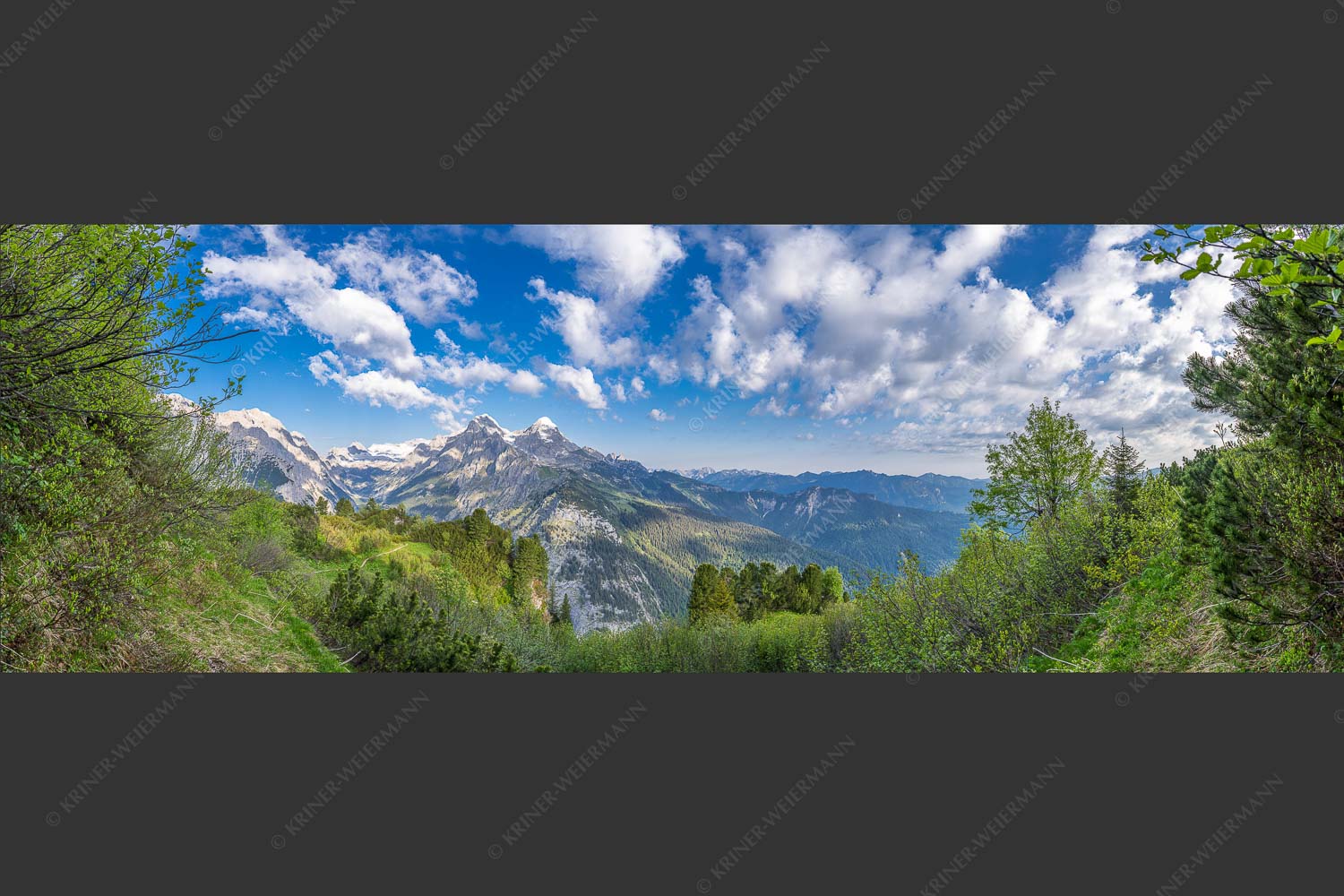Blick über die Aussichtskanzel am Schachen zum Alpspitzmassiv mit Zugspitzplatt - Bella Vista 3:1  -- Aussicht vom Schachen - mehr Infos bei www.Kriner-Weiermann.de