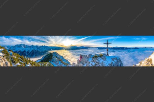 Blick vom Signalkopf über Wolkenmeer über dem Oberen Isartal zum Sonnenuntergang im Wetterstein - Fortuna II 5:1  -- Klettern zum Signalkopf - mehr Infos bei www.Kriner-Weiermann.de