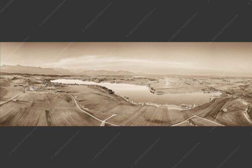 Blick über den Riegsee ins Werdenfelser Land - Im Blauen Land 3:1 sepia -- Riegsee - mehr Infos bei www.Kriner-Weiermann.de