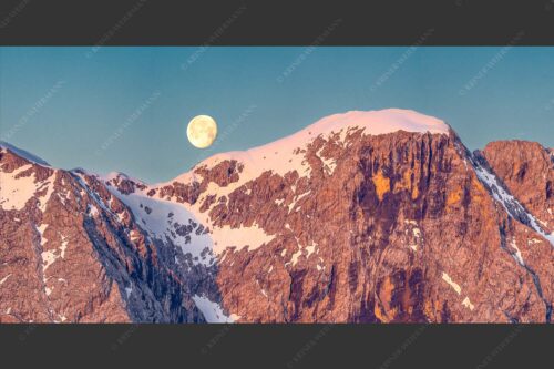 Monduntergang an der Hohen Munde in den Mieminger Bergen - Mond und Munde 2:1  -- Hohe Munde Vollmond - mehr Infos bei www.Kriner-Weiermann.de
