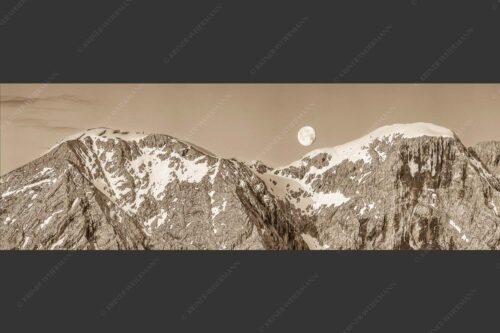 Monduntergang an der Hohen Munde in den Mieminger Bergen - Mond und Munde 3:1 sepia -- Hohe Munde Vollmond - mehr Infos bei www.Kriner-Weiermann.de