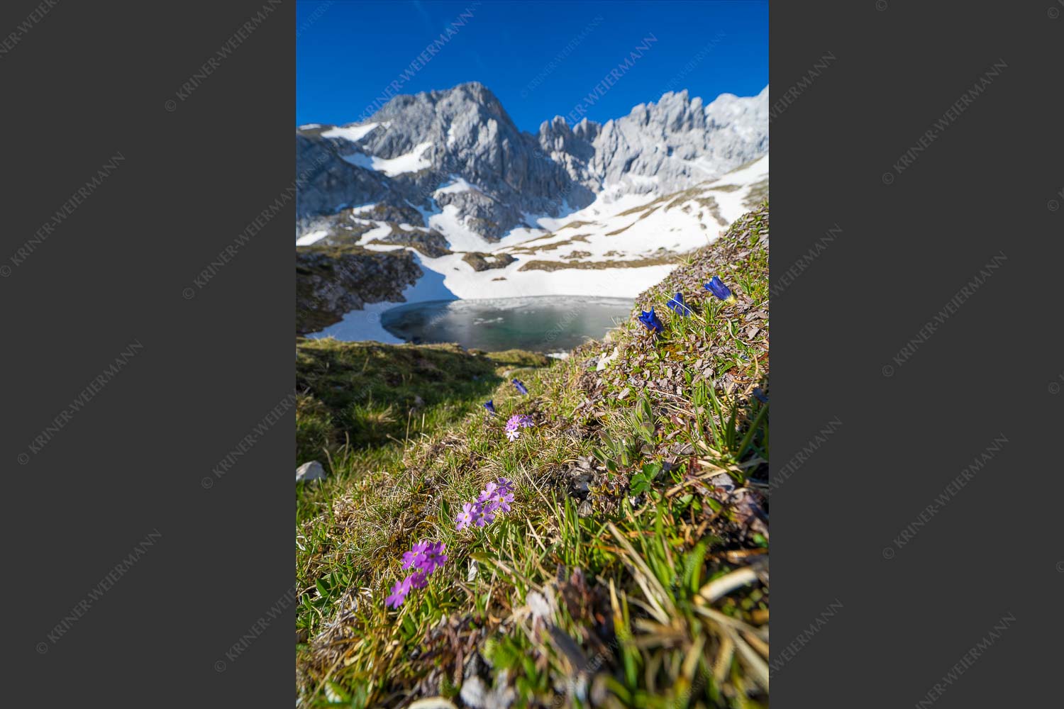 Am Anfang des Grieskars liegt der Stuibensee - Stuibensee 2:3  -- Frühling im Wettersteingebirge - mehr Infos bei www.Kriner-Weiermann.de