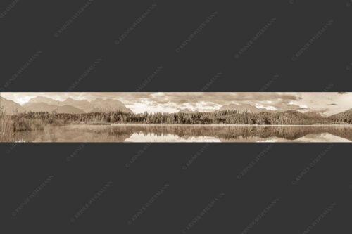 Sonnenaufgang am Barmsee mit Blick zum Karwendel- und Wettersteingebirge - Utopia IV 7:1 sepia -- Barmsee Karwendel und Wetterstein - mehr Infos bei www.Kriner-Weiermann.de