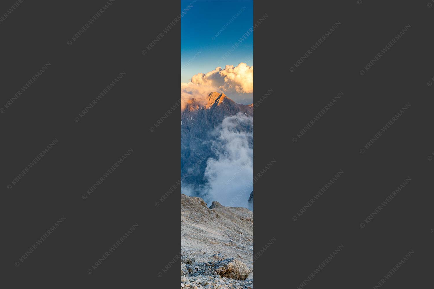 Blick vom Jubiläumsgrat zum Hochwanner im Wettersteingebirge - Wanner 1:4  -- Hochwanner im Wetterstein - mehr Infos bei www.Kriner-Weiermann.de