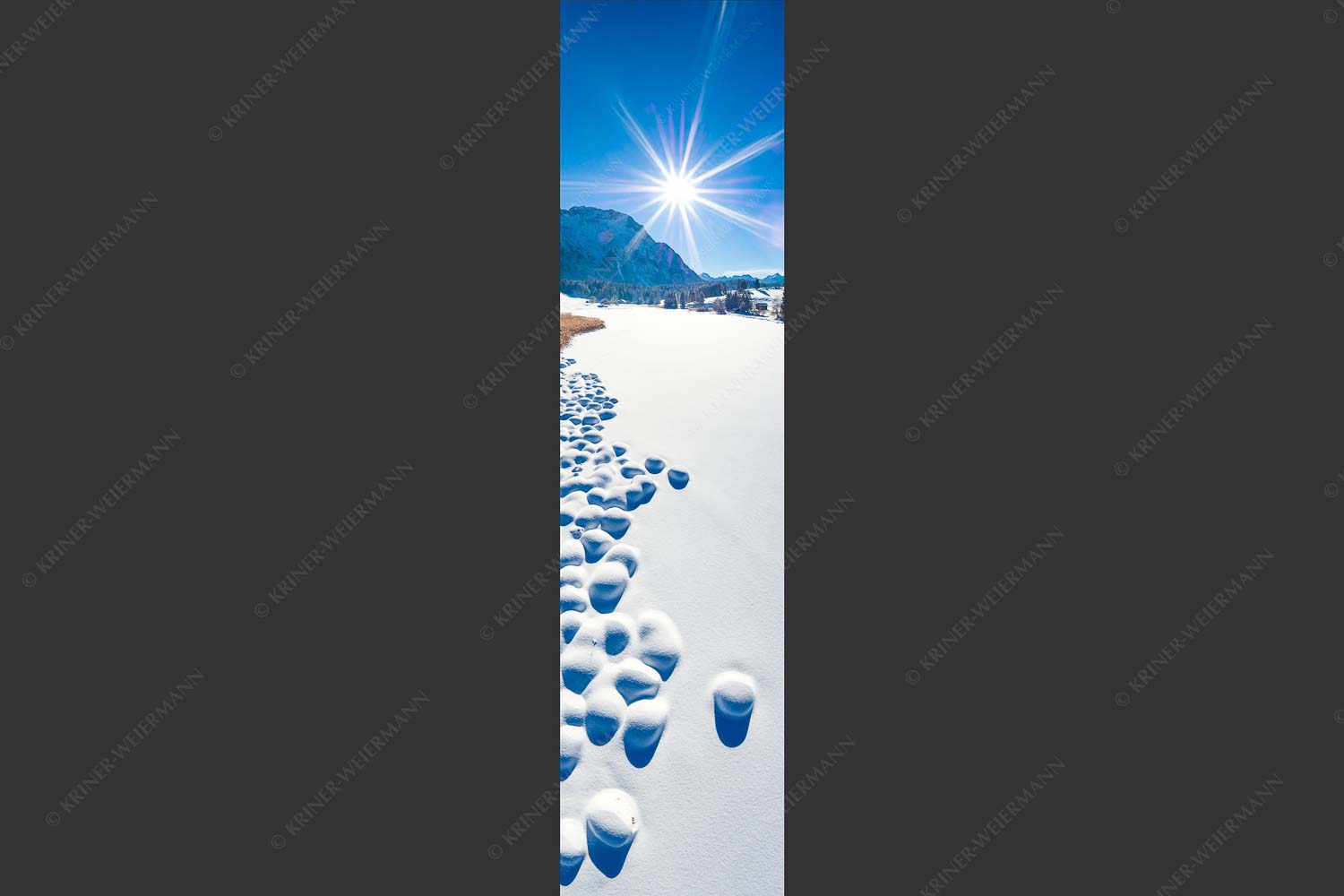 Blick über den Schmalensee zum Karwendelgebirge - Zuckerguss 1:4  -- Winter und Schnee am Schmalensee mit Karwendel - mehr Infos bei www.Kriner-Weiermann.de