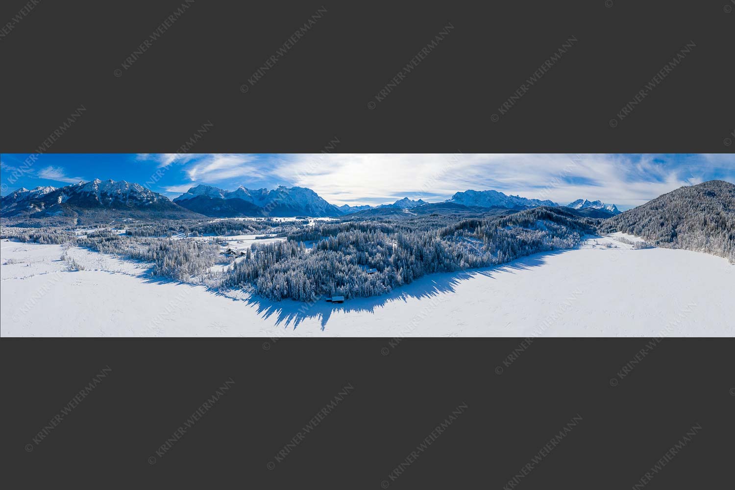 Blick über Barmsee ins Karwendel und Wetterstein - Barmseeufer 4:1  -- Winter Soiern Karwendel und Wetterstein - mehr Infos bei www.Kriner-Weiermann.de