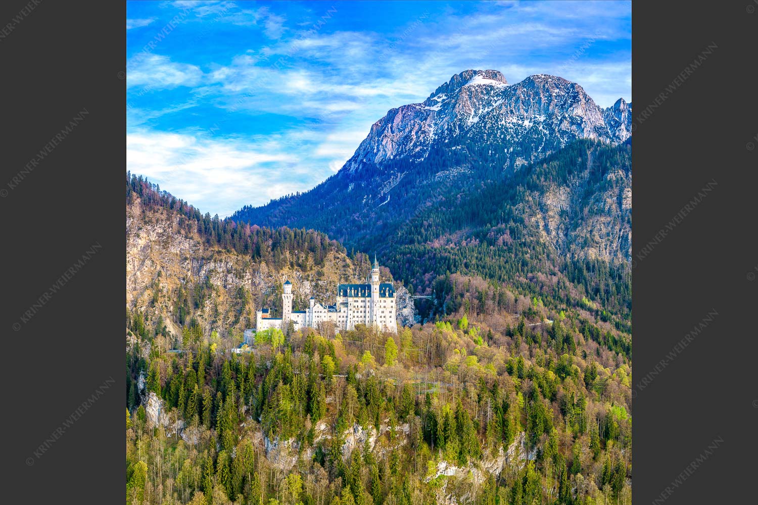 Schloss Neuschwanstein mit Säuling im Hintergrund - Der Herbst am Schloss 1:1  -- Schloss Neuschwanstein - mehr Infos bei www.Kriner-Weiermann.de