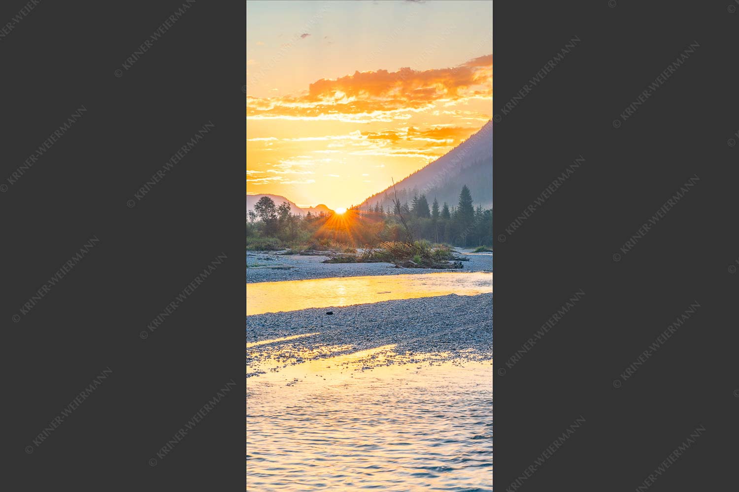 Sonnenaufgang an der Isar - Isarmorning II 1:2  -- Isar Sonnenaufgang - mehr Infos bei www.Kriner-Weiermann.de