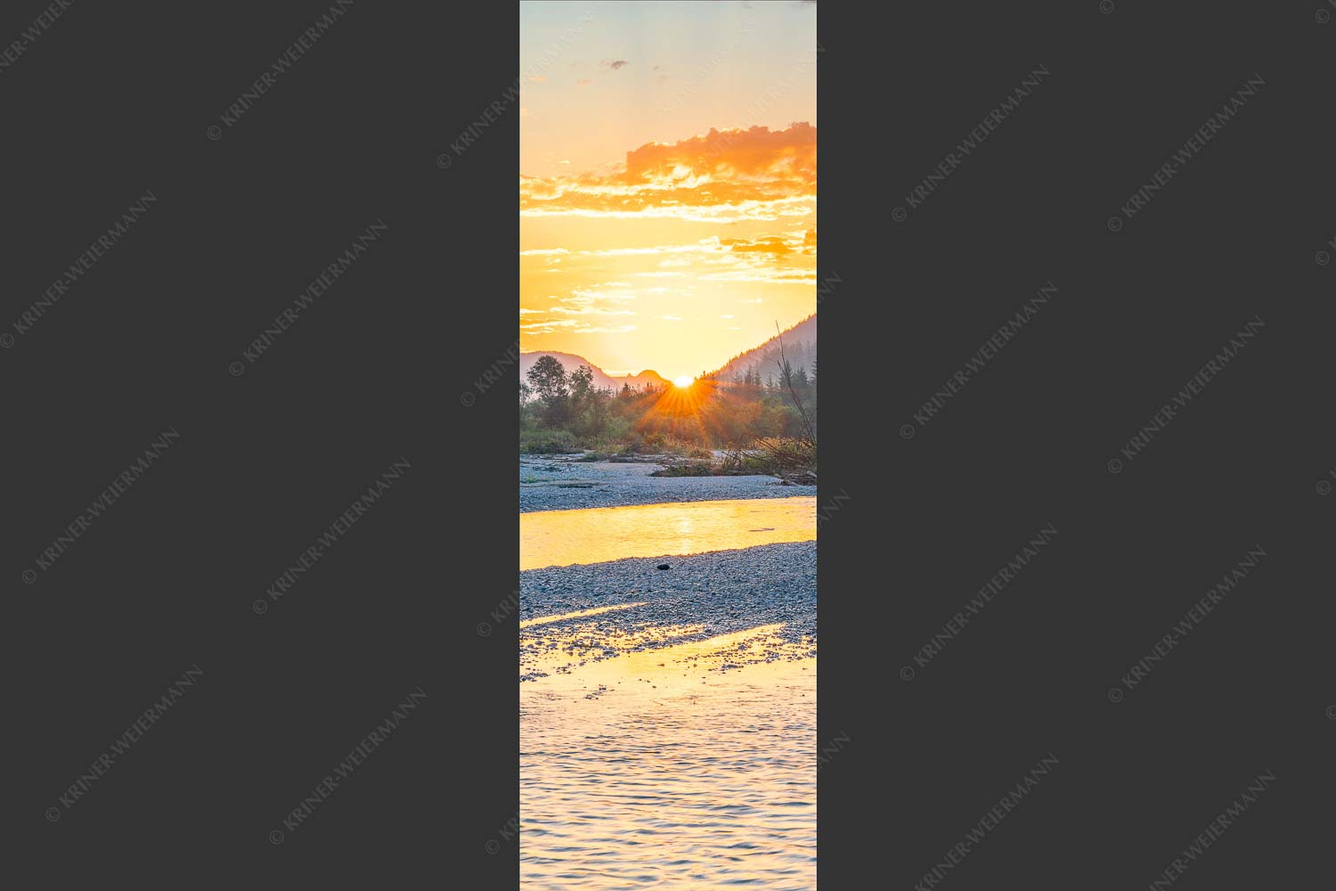 Sonnenaufgang an der Isar - Isarmorning II 1:3  -- Isar Sonnenaufgang - mehr Infos bei www.Kriner-Weiermann.de