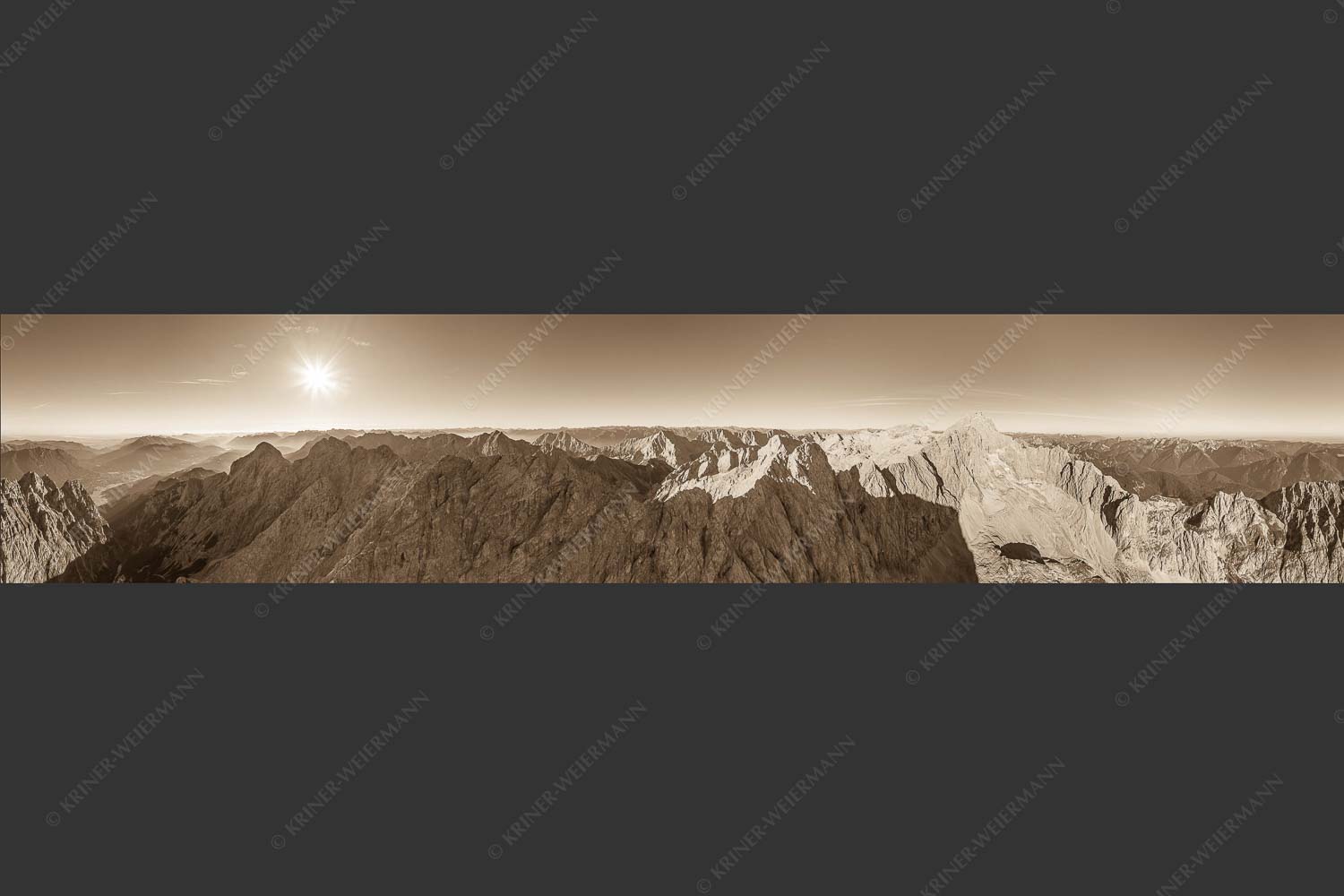 Blick auf kompletten Jubiläumsgrat - Jubigrat ganz nah 5:1 sepia -- Jubiläumsgrat - mehr Infos bei www.Kriner-Weiermann.de