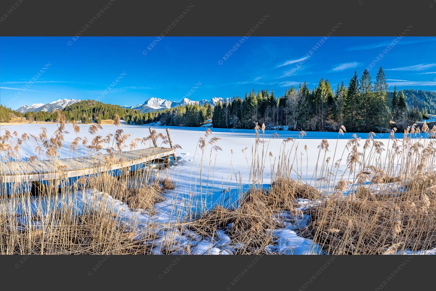 Das Frühjahr kommt langsam am Geroldsee - Winterschilf Geroldsee 2:1  -- Schnee auf dem Geroldsee - mehr Infos bei www.Kriner-Weiermann.de